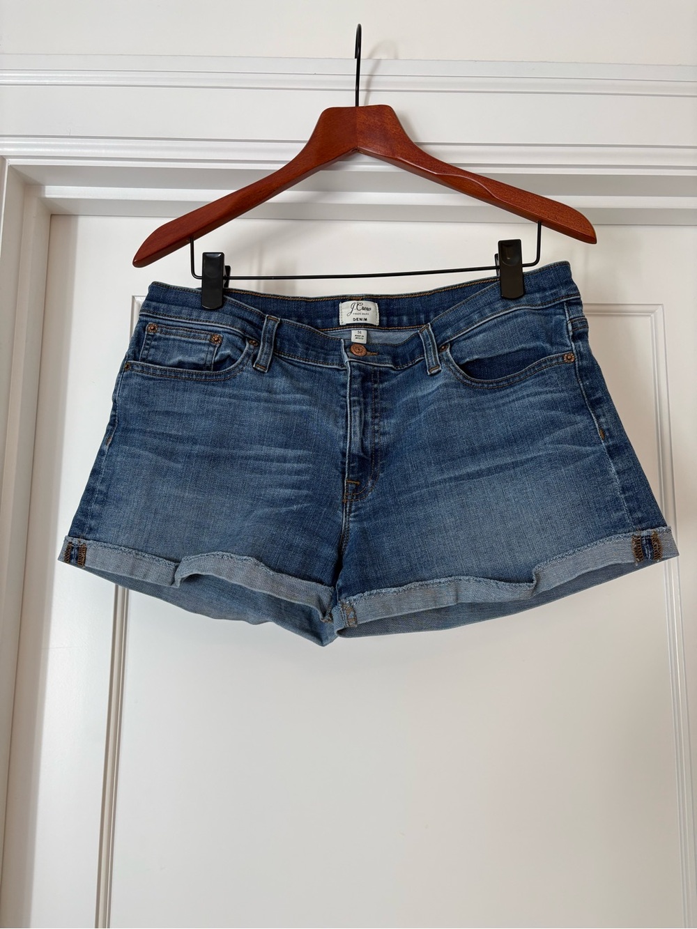 J. Crew Medium Blue Denim Cuffed Women's Shorts